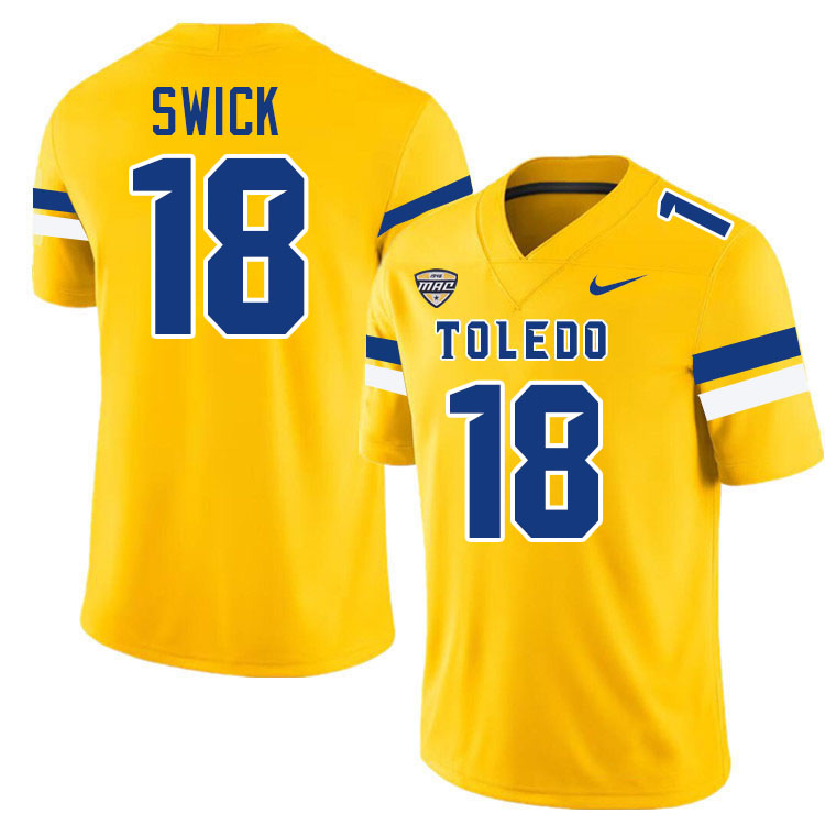 Gene Swick Toledo Jersey,Toledo Rockets #18 Gene Swick Jersey Youth College-Gold